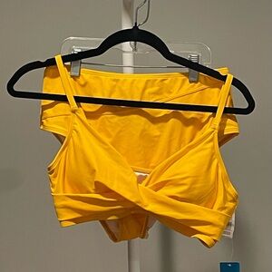 Cupshe Yellow Twist Front High-Waist Bikini Size Medium